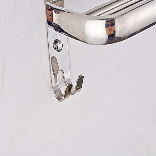 Aothpher Wand montiert 304 Edelstahl Badezimmer Handtuch Bar, Handtuch Rack mit Aufhänger, Edelstahl, doppelt, 50 cm - 5