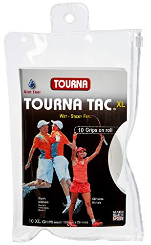 TOURNA TAC Overgrip XL Grip de Tenis (Pack de 10 Grips), Blanco
