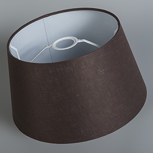 QAZQA Leinen Lampenschirm 32cm rund DS E27 leinen braun , Rund konisch Schirm Pendelleuchte, Schirm Stehleuchte, - 4