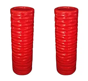 AVS Pair of 2 Glossy Long Spiral Pattern Gorgeous red Color 7x2 inches Ceramic Flower vase/Pot/Planter for Your Home/Office d