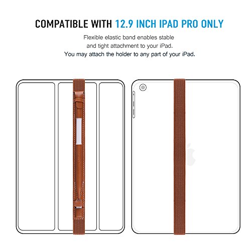 Apple Pencil Halter, Fullmosa® Hochwertige Kunstleder Stifthalter Apple Pencil Hülle Etui mit USB-Adapter-Tasche für iPad Pro 12.9,Braun - 5