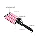 CkeyiN ® 32mm 3 Barrels Big Wave Ceramic Hair Curler Curling Iron Tongs LCD Display Temperature Adjustable Hair Styling Tool with Protective Glove