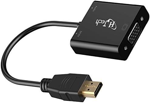 HDMI to VGA, 1080P with Audio Port, HQTech Gold-Plated Active HDMI HDTV to VGA Adapter Converter Male to Female with Micro USB &amp; 3.5mm Audio Port Cable - 5040