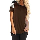 iHENGH Karnevalsaktion Damen Top Bluse Lässig Mode T-Shirt Frühling Sommer Bequem Blusen Frauen Streifen Hülsen Patchwork beiläufiges Spitzen T-Shirt lose Kurzarm Spitzenbluse