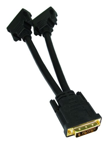 0.2m DVI-Splitter Adapter-Kabel – 24 Karat vergoldete – single DVI-D (männlich) auf Dual DVI-D (female) – teilen Sie Ihre dvi Bild auf zwei Displays – Farbe: Schwarz – voll vergossenen Hauben / Stecker - 2