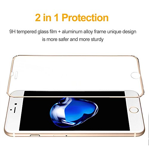 iPhone 7 Panzerglas, VIUME 9H Hartglas Schutzfolie HD Displayschutzfolie Panzerglasfolie Handy Schutzglas Glasfolie Schutzfolie Panzerfolie Glas 3D touch kompatibel 4.7″ (Metall Gold ) - 5