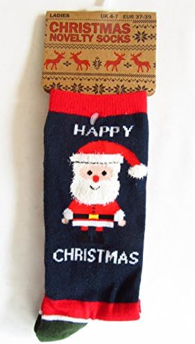 Ladies Girls Novelty Socks Happy Christmas Santa