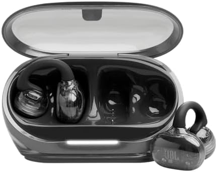 JBL Soundgear Clips Cuffie Open-Ear True Wireless, SonicArc Design, fino a 32 Ore di Autonomia, 4 Microfoni Beamforming, Resistenti ad Acqua e Polvere IP54, Tecnologia JBL OpenSound, Ghost Black