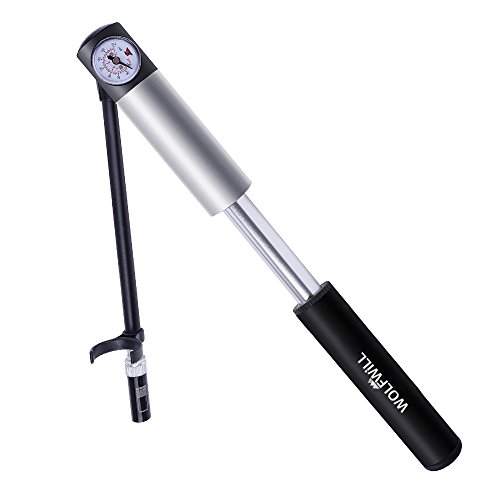 WOLFWILL tragbar Fahrrad Luftpumpe Mini Pumpe mit Manometer 210 PSI Gauge - 2