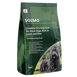 Marca Amazon – Solimo – Alimento seco completo para perro adulto rico en cordero y arroz,  2 Packs de 5kg