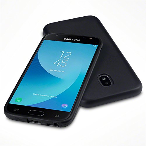 Samsung Galaxy J3 2017  Version J330F  Funda Protectiva de Silicona Gel TPU estrecha - Negro oscuro acabado mate