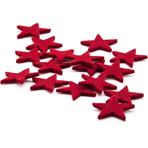 Filz Stern Streugut aus 100% Merino Design Woll Filz – Inhalt 5 Stück – Farbe rot
