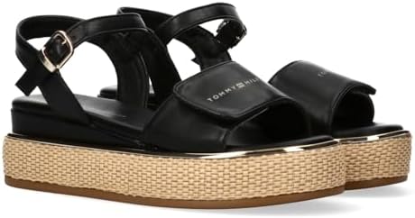 Tommy Hilfiger Sandali con plateau e logo, Celia, Nero, 37