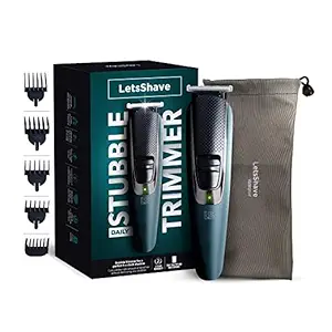 Letsshave Daily Beard T-shaped Stubble Trimmer with 6 guide combs for Men | 90 Mins Run Time | Lithium-ion Battery | Micro USB charging cord | Cordless trimmer