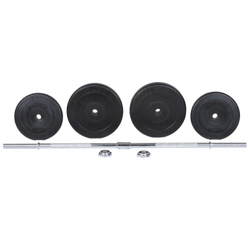 Physionics Langhantel Set 30kg Hantelstange mit rutschfesten Griffflächen inkl. 4 Gewichte - 5