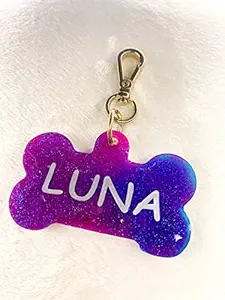 Personalized Dog Name tag / Glittery Galaxy Dog Name tag / pet ID / Resin tag