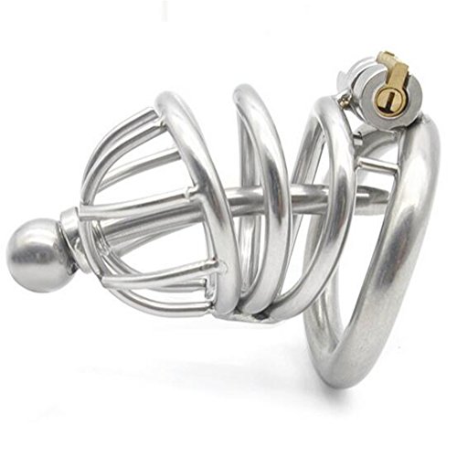 Preisvergleich Produktbild DRSMDR Gebogener Keuschheitsverschluss Cb6000 Keuschheitskniesenkäfig mit Edelstahl-Blasenkatheter,Ringdiameter...