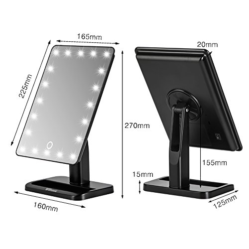 Witmoving Schminkspiegel Mit Einer Sehr Hochwertigen Touch Button,Es Sind 20 LED -Leuchten Verbaut Zusätzlich Mit Einem Verstellbarem Stand Fuß Für Verschieden Oberflächen Und Räume Wie Badezimmer, Schlafzimmer, Wohnzimmer, Ideal Auch Für Reisen Oder Bartrasuren - 2
