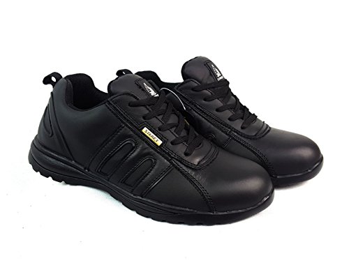 Preisvergleich Produktbild Sicherheitsschuhe mit Stahlkappe für Arbeit, Stiefelette, Schuhe, Turnschuhe, Wanderschuhe, Herren, Leder, schwarz / schwarz, 7