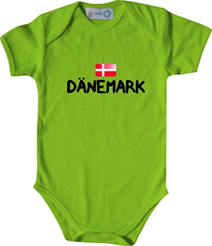 Unbekannt Cooler WM Länder Baby Body mit Flagge/DÄNEMARK/Farbe: Lindgrün/Größe: 62-68 (3-6 Monate)