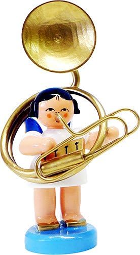 Angel with Sousaphone – Blue Wings – standing – 6 cm