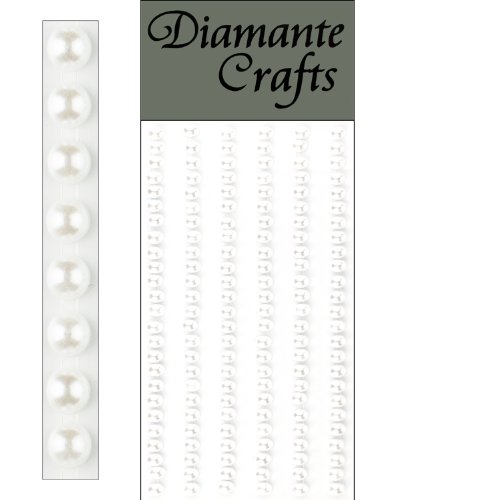 150 x 4mm White Pearls Self Adhesive Strips Rows Rhinestone Body Vajazzle Gems - created exclusively for Diamante Crafts