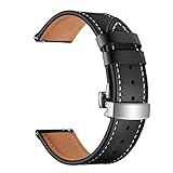 happy event Schmetterlingsschnalle Leder Armbanduhr Armband für AMAZFIT 2 / 2S 22MM (Schwarz)
