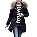 Produktbild Damen mit Kapuze Baumwolle Jacke Mantel Frauen Winter Warme Langer Abschnitt Slim Fit Pelzkragen Winterjacke Daunenjacke Parka OutwearWeihnachten Ladenangebot (40EU=Tag XL, Schwarz)