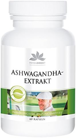 Ashwagandha Extract, Contains at Least 5% withanolides, Vegan, 60 Capsules, Without Magnesium Stearate | HERBADIREKT by Warnke Vitalstoffe - German Pharmacy Quality