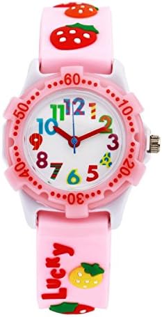 Childrens Analog Quartz Wrist Watches, Kids Waterproof Time Teacher Toy Watch, Child Toddler Cool Watches Gifts for Boys Girls - Pink