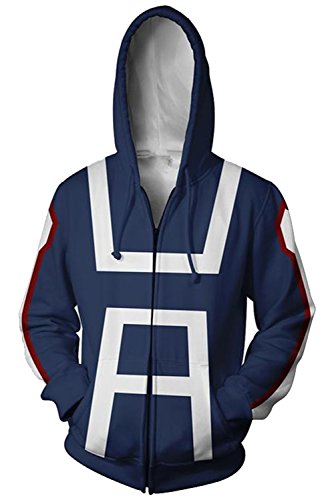 Helymore Sudadera Japonesa de Anime Cosplay Sudadera con Capucha de Impresion 3D Unisex con Cremallera Navy, L