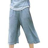 AHAYAKU Damen Solide Baumwolle Und Leinen Taschen Lässige Vintage Wadenlangem Bein