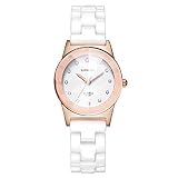 Souarts Damen Armbanduhr Einfach Stil Casual Wasserdicht Analoge Quarz Uhr Rose gold Farbe 21cm