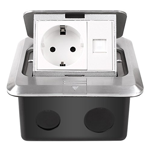 Preisvergleich Produktbild MVPOWER Bodensteckdose 1 Fach Tischsteckdose Wandsteckdose Einbausteckdose versenkbar Steckdose für Boden Tisch Büro Arbeitsplatte (1-Fach)