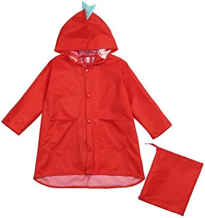 Kxnet Children Three-Dimensional Small Dinosaur Environmental Ventilation Kindergarten Waterproof Raincoat (Red, XL)