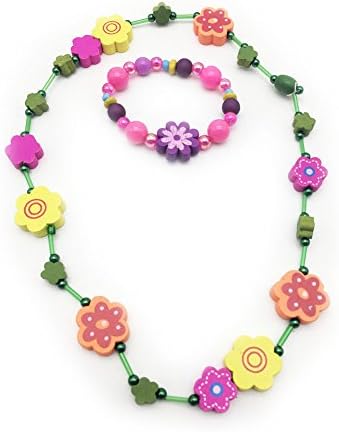 YAKADI Fashion Kid Pearl Necklace and Bracelet Set for Girls And Toddlers Bead Necklace and Bracelet (Red)
