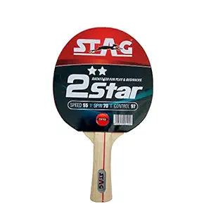 Stag 2 Star Table Tennis Racquet( Multi- Colour, 148 grams, Beginner )