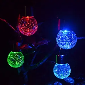 Epyz Crackle Glass Multicolour Design Solar Garden Light for Patios, Landscape, Tree Hanger [ Multicolour, Pack of 3 ]