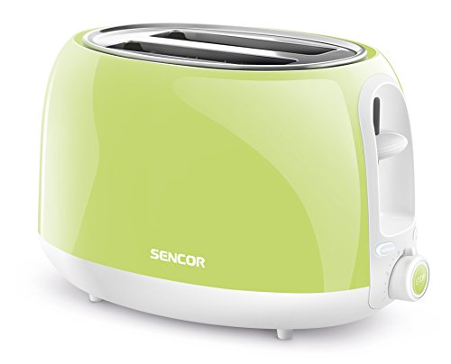Sencor STS 37GG-Tostadora (6 Niveles de Intensidad, Patas Antideslizantes, 800 W), 2 Ranuras, Verde