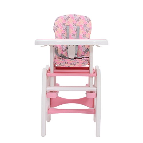 homcom 420-001PK 3 in 1 Kinderhochstuhl Kombihochstuhl Multifunktion Babyhochstuhl mit Schaukelfunktion, rosa - 2