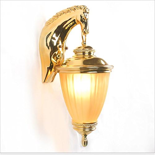 GZEDG Golden Ma Tau outdoor wall lamp living room high-grade resin lamp hotel engineering corridor staircase aisle outdoor courtyard wall lamp ( Color : Small )