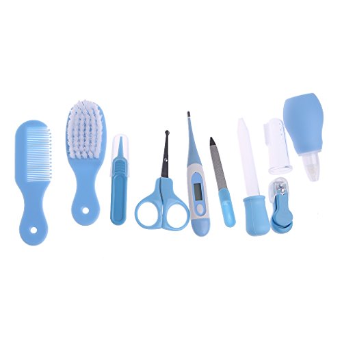 JAGETRADE 10Pieces/Set Newborn Baby Kids Nail Hair Health Care Thermometer Grooming Brush Kit A