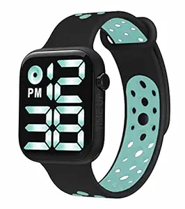 Time Up LED Digital Dial Display Waterproof Smart Design Dual Color Kids Watch for Boys & Girls (Age 5-15 Years)-WRT-X (Black-Sea Green)