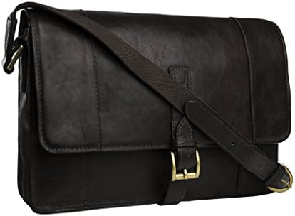 Hidesign Maverick 03 Despatch Bag - Laptop Bag - Messenger Bag - For Men - Travel Bag - Casual Travel - For Work With Fixed And Adjustable Cotton Webbing Shoulder Strap - Business Bag - Black