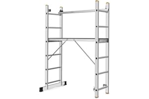 ‎FORTENA FORTENA Leitergerüst 114x33cm 2x6 Sprossen Basic Arbeitgerüst Multifunktionsleiter Mehrzweckleiter Silver Alu