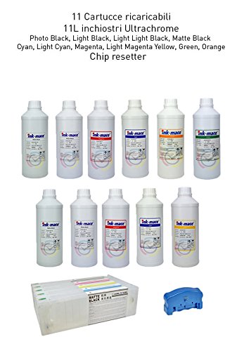 Preisvergleich Produktbild Nachfüllpatronen für Epson 7900 700 ml + 11L Tintenpatrone UltraChrome K3 inkmate + Chip Resetter