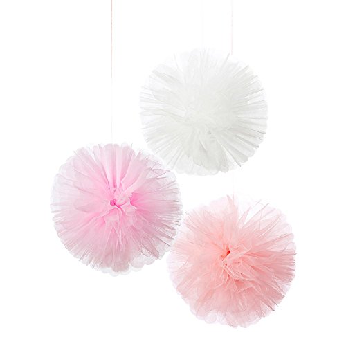rosa Tüll-Pompoms 3er Set