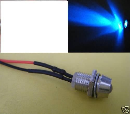 Preisvergleich Produktbild 3x LED blau mit Fassung verkabelt 12V