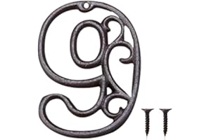 Zayookey Metal Numbers Numeri Civici in Ferro Colato Neri Numero Porta Esterno Numero di Indirizzo Rustico Vintage per Porte, Pareti, Indirizzi di Casa (Numero 9)