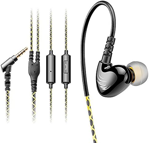 Reshow In-Ear Sport Headphones White – Earbuds with Stereo Surround Sound – Anti-Slip Noise Isolating Earphones with Heavy Bass – In-Line Microphone – Sweat Proof for Gym, Fitness, Exercise &amp; CrossFit